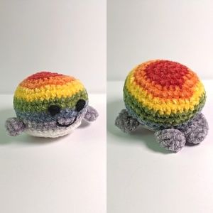 Handmade PRIDE Velvet Rainbow Whale Mini Crochet Plush